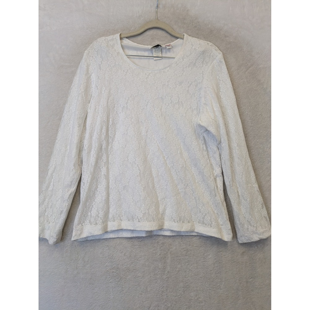 Jody California Lace Top Women's White‎ Long Sleeve Vintage Romantic